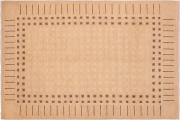 handmade Transitional Kafkaz Chobi Ziegler Tan Brown Hand Knotted RECTANGLE 100% WOOL area rug 6 x 9